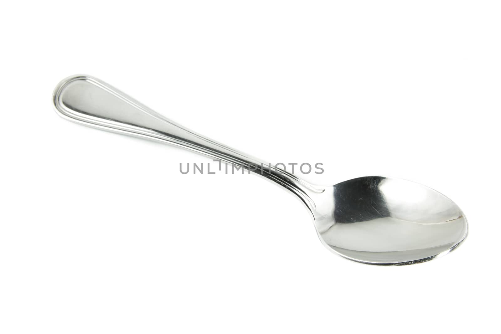 Closeup view of spoon isolated on white background