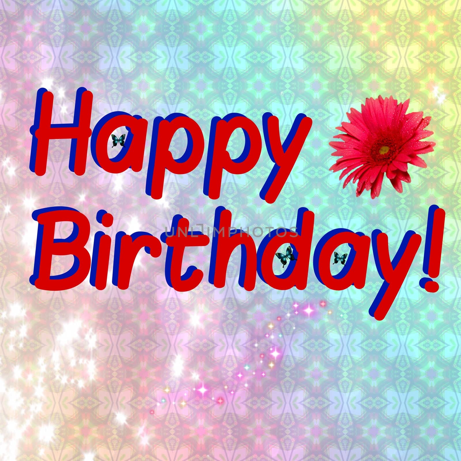 Digital computer graphic - postcard Happy Birthday!