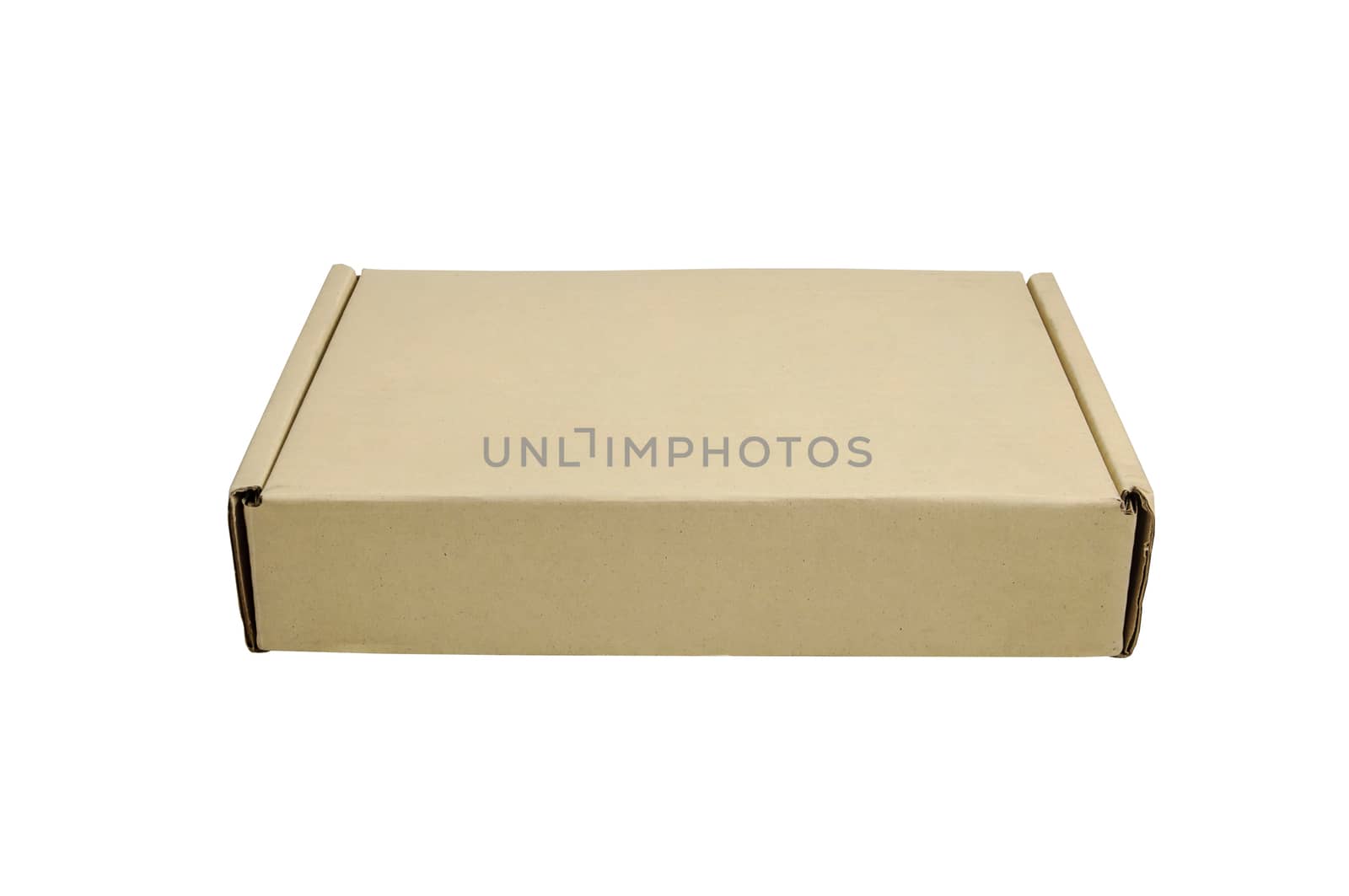 Beige box isolated on white background with clipping path