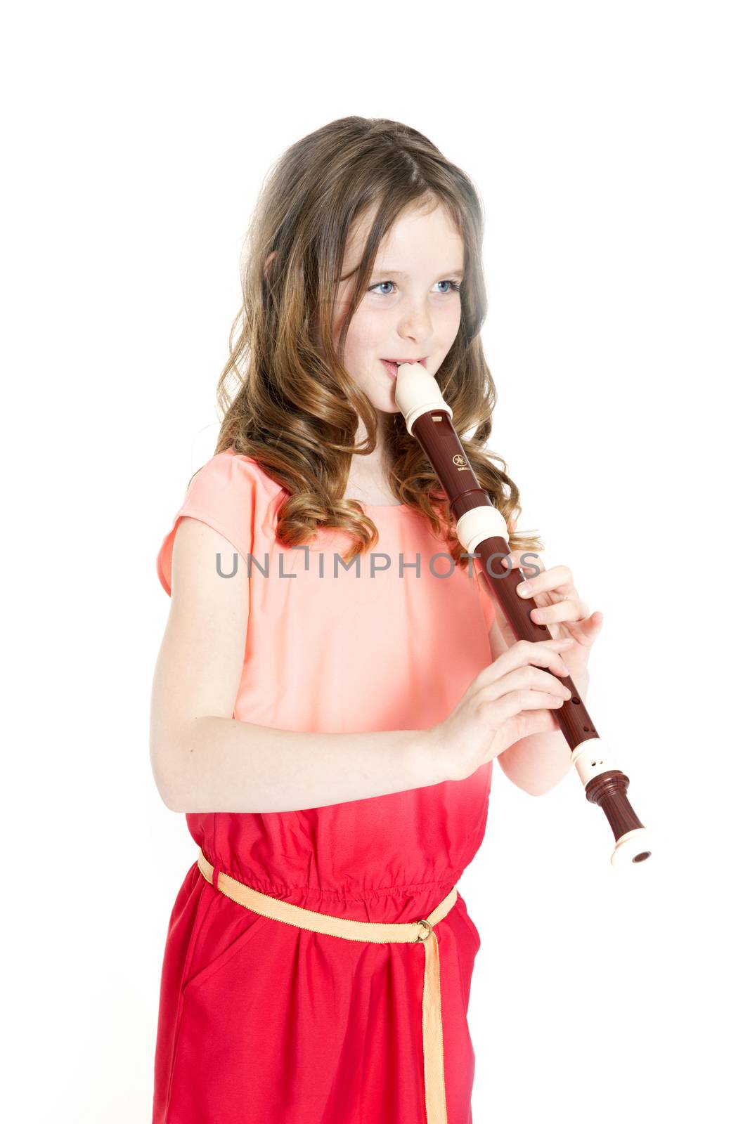 young girl with alto recorder by ahavelaar