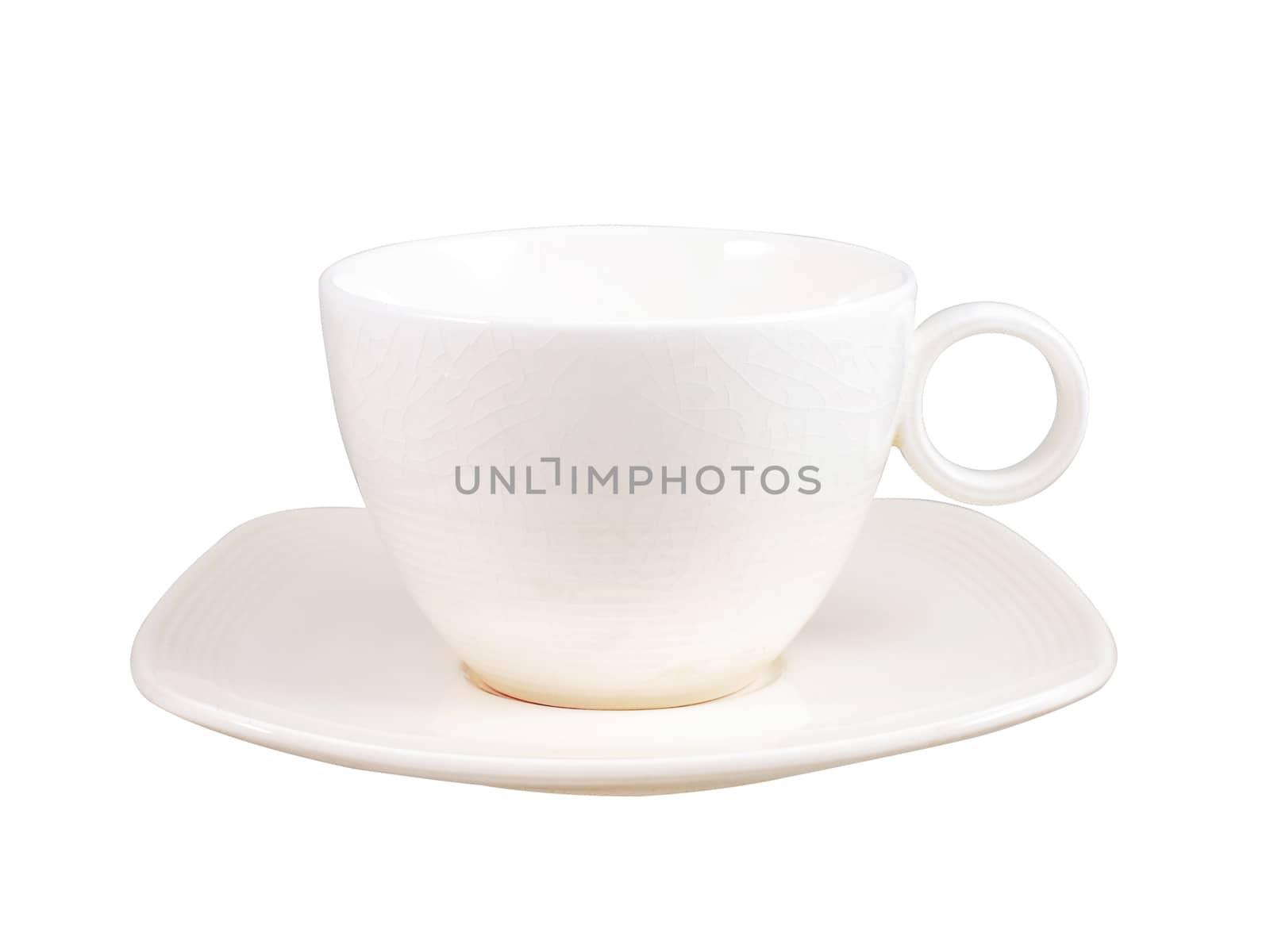 Small white coffee cup with plate isolated on white background,clipping path