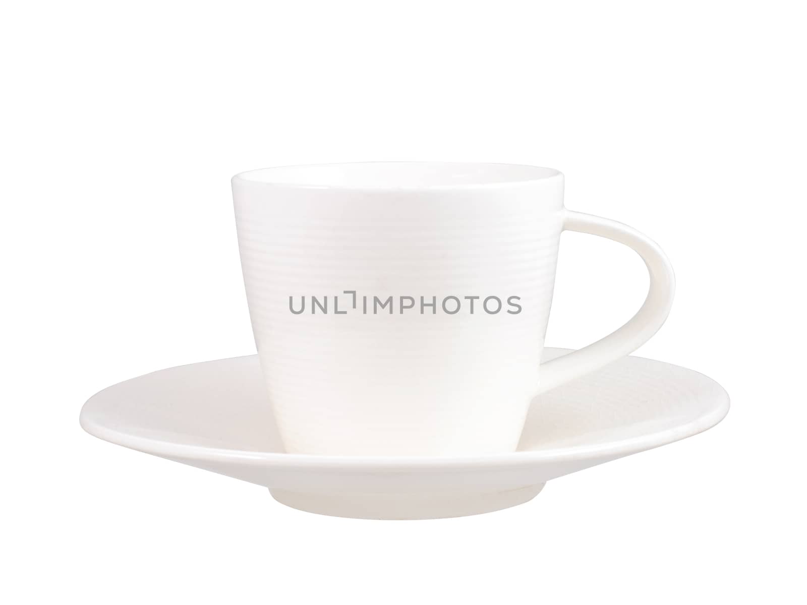 Small white coffee cup with plate isolated on white background,clipping path