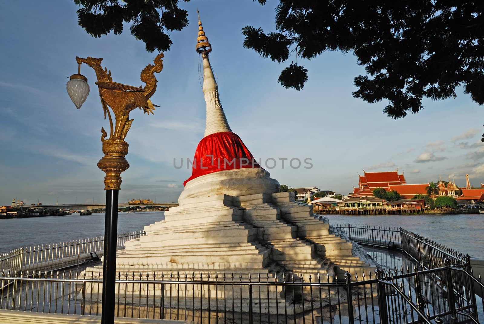 White cheddi with pink cloth at a Buddhist temple at Koh Kred in by think4photop