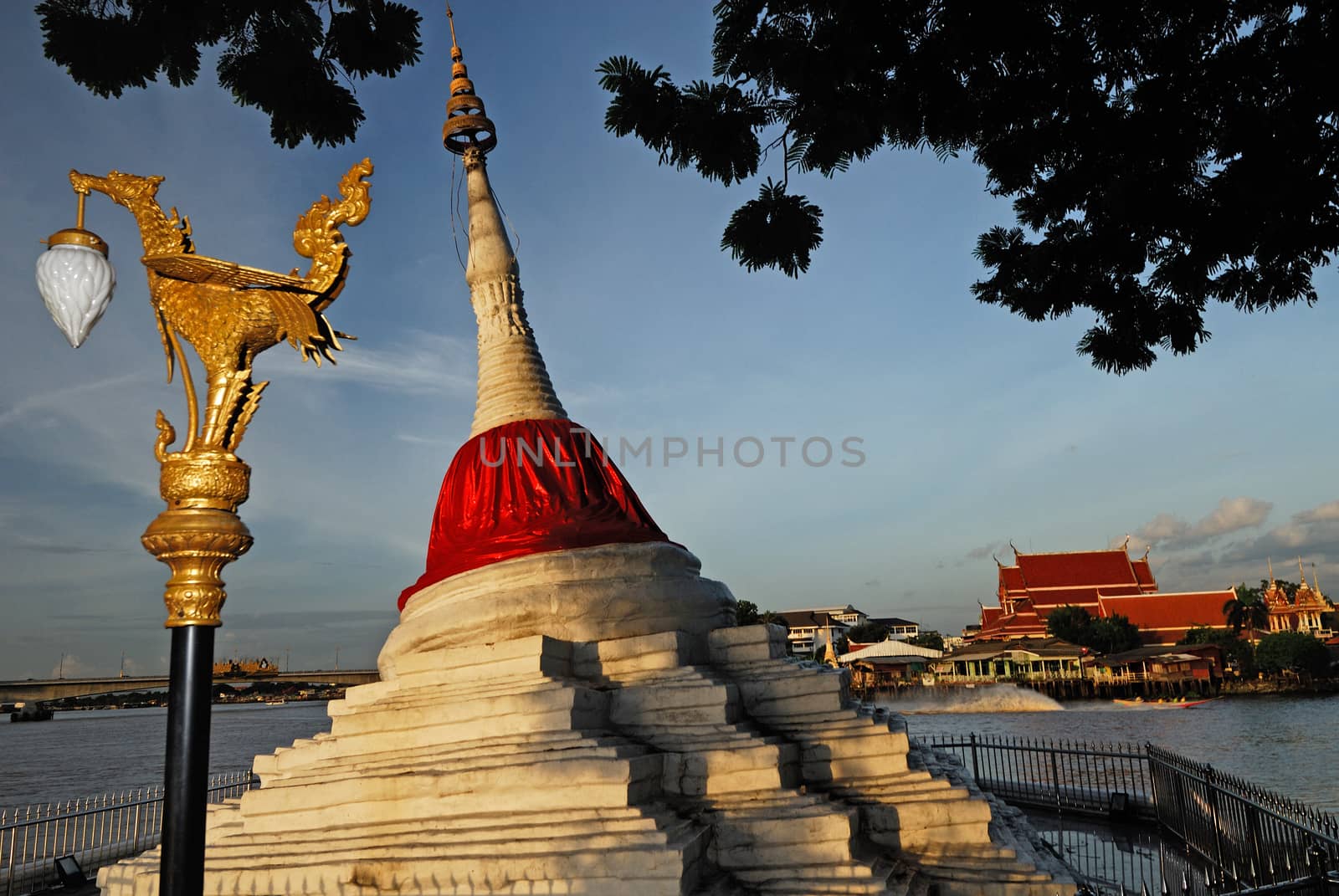 White cheddi with pink cloth at a Buddhist temple at Koh Kred in by think4photop