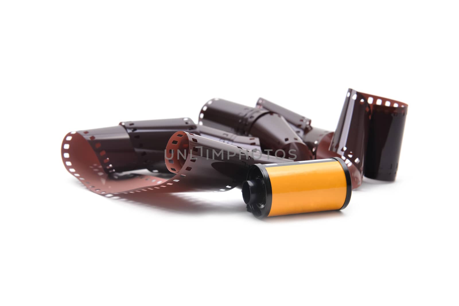 35 mm film cartridge on white background