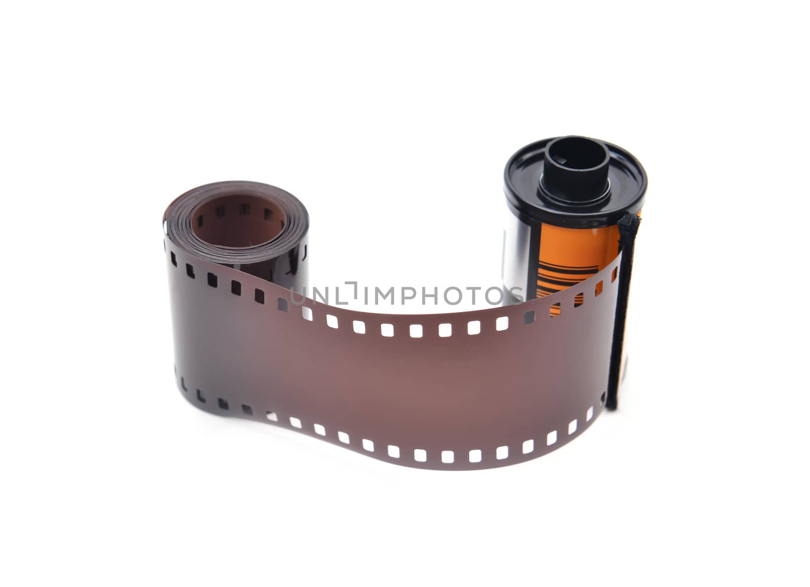 35 mm film cartridge on white background