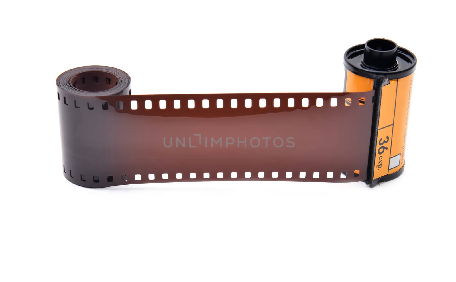 35 mm film cartridge on white background