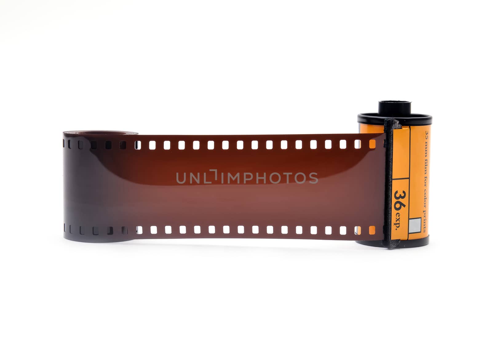 35 mm film cartridge on white background