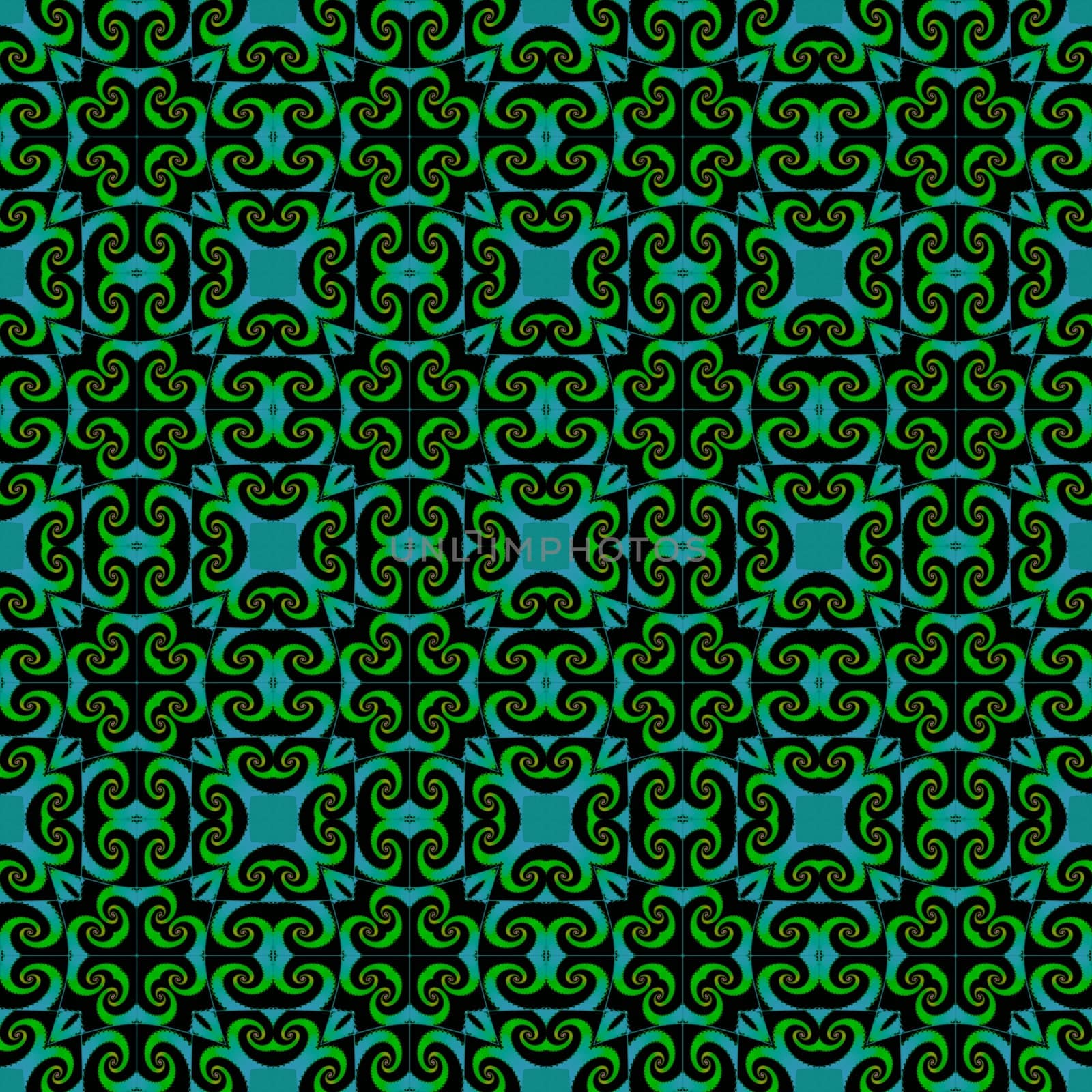 Digital computer graphic - seamless decorative ornament in a green colors for design.