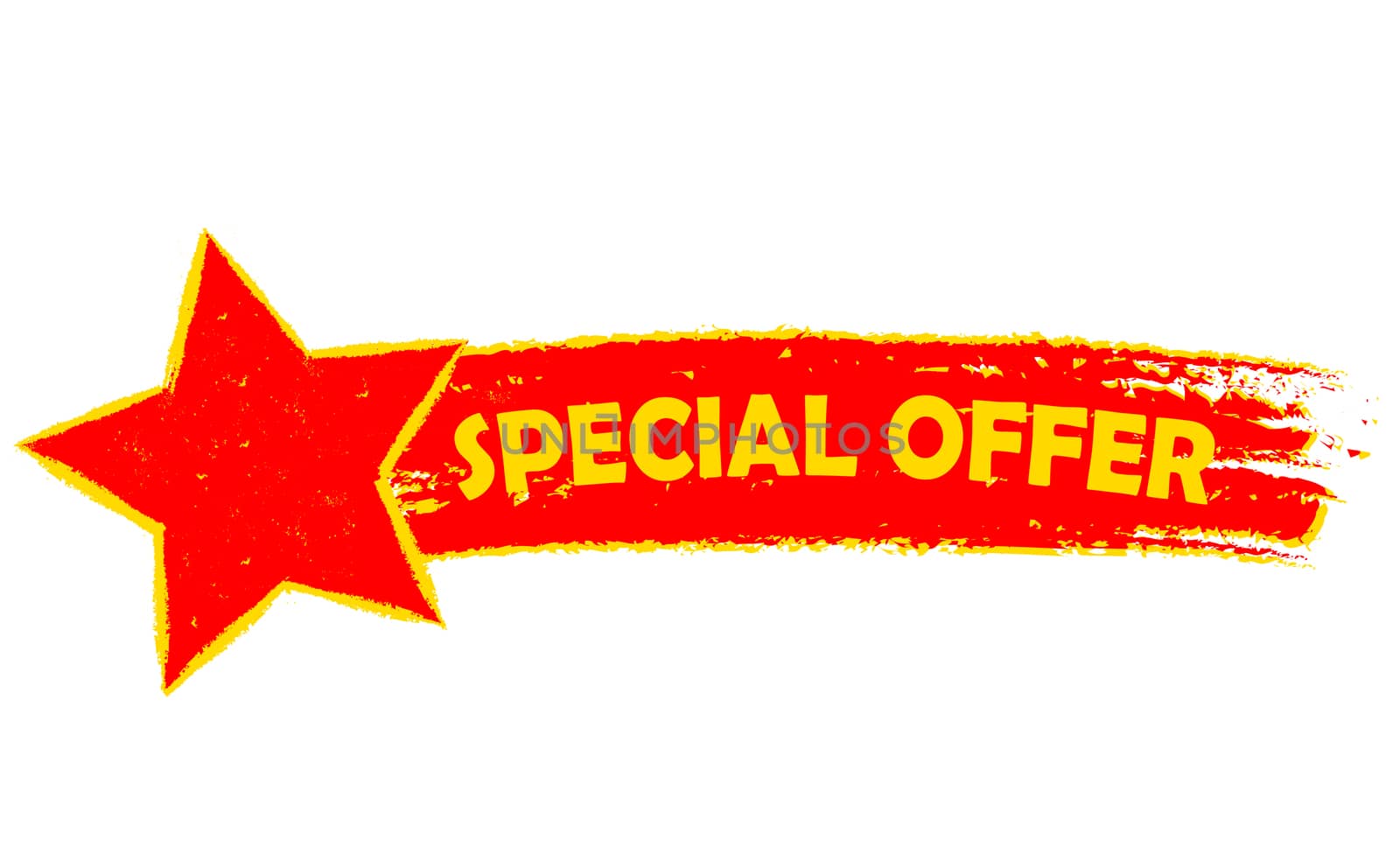 special offer with star, yellow and red drawn banner by marinini