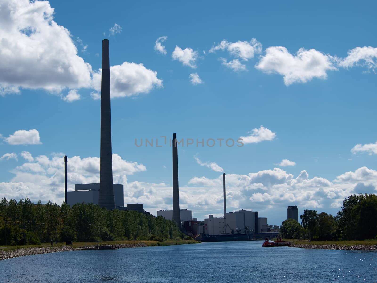 Big city urban electricity energy power station  