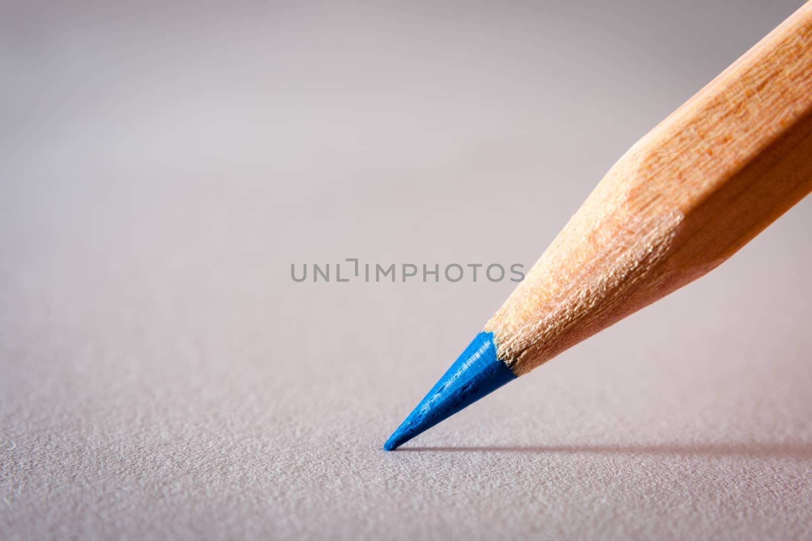 close up of a blue pencil head