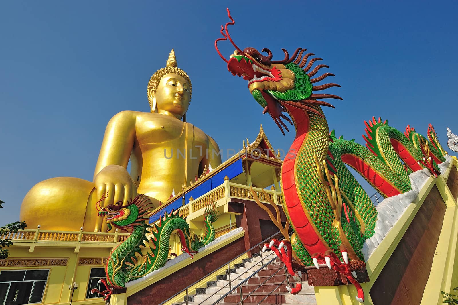 Golden Buddha statue at Wat Muang in Angthong, Thailand