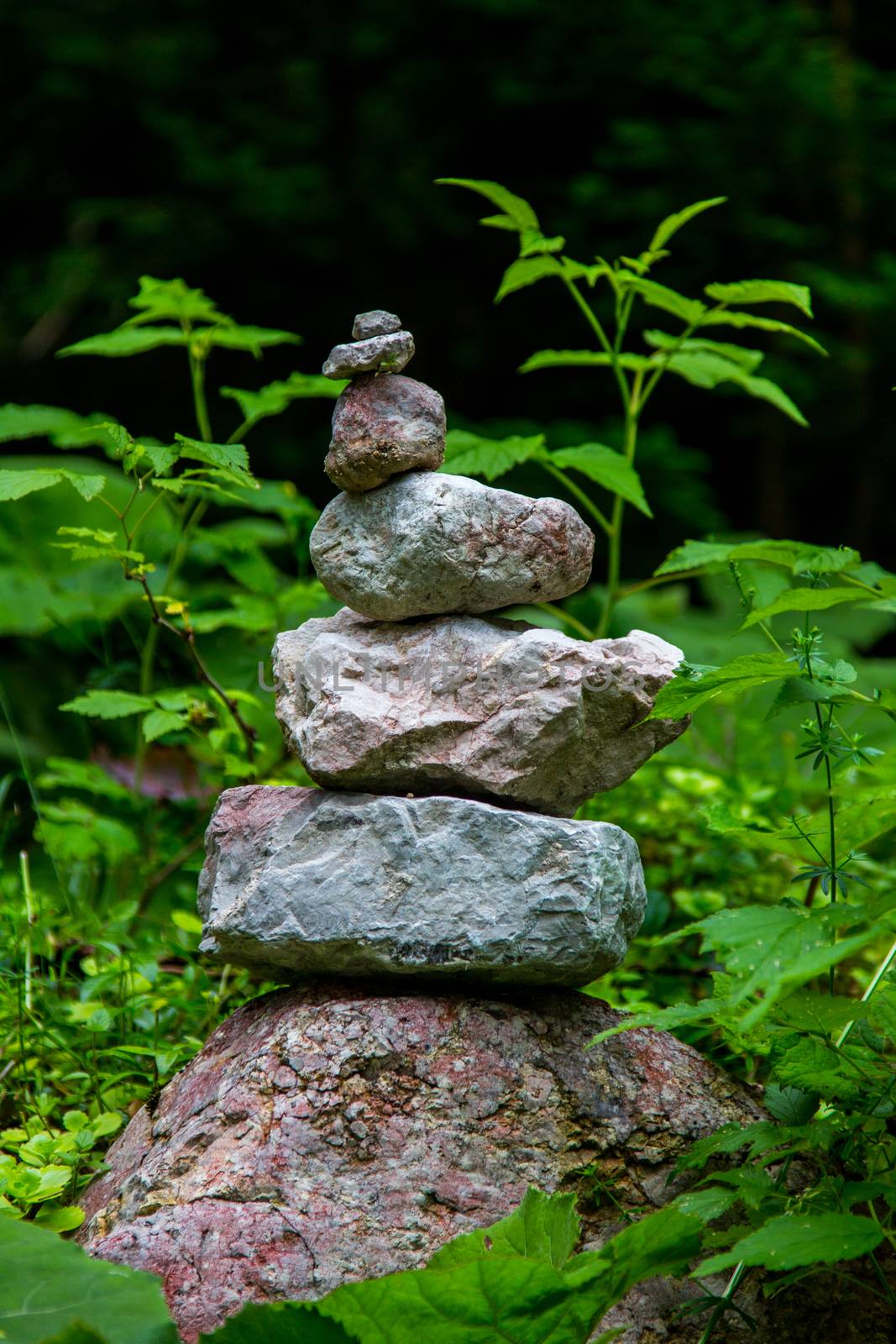 Stack of stones in high mountains Alps Austria