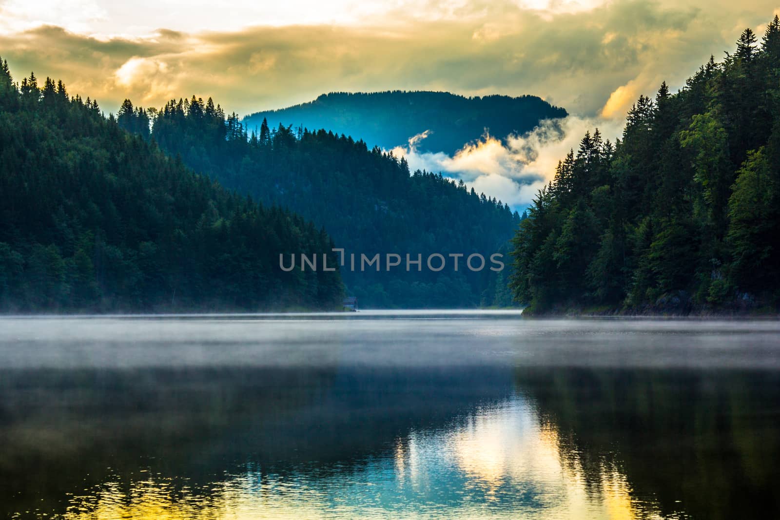 Tranquil lake in the high mountains Alps Austria