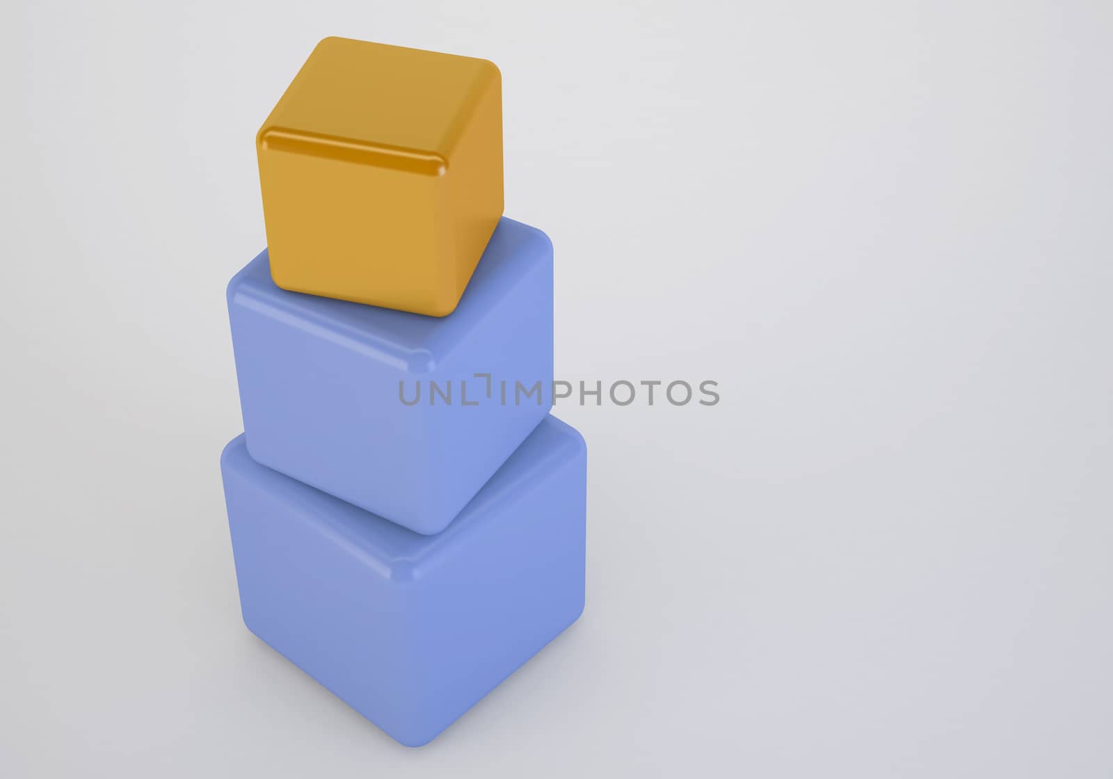 Orange box showing leader, 3d cubes stack concept