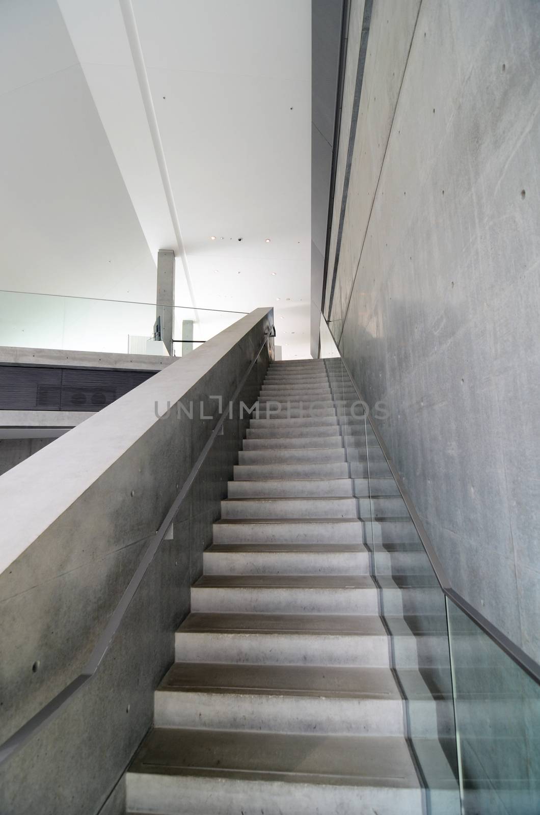 Bare concrete staircase in a modern building