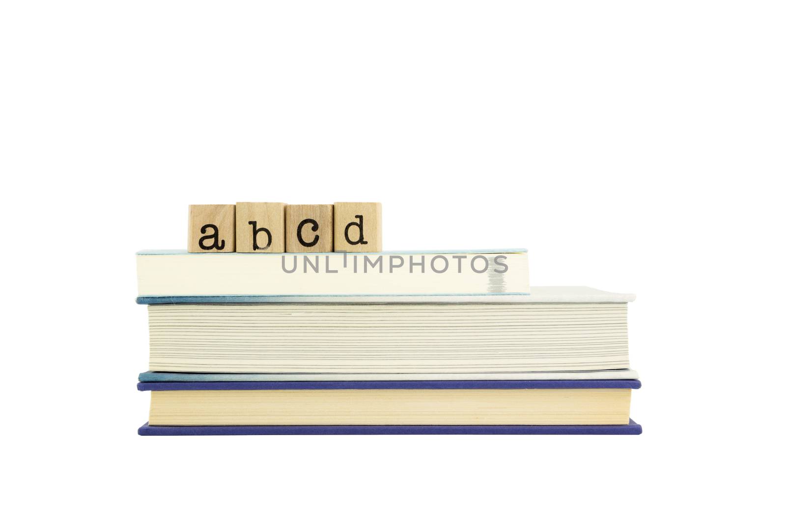 abcd word on wood stamps and books by vinnstock