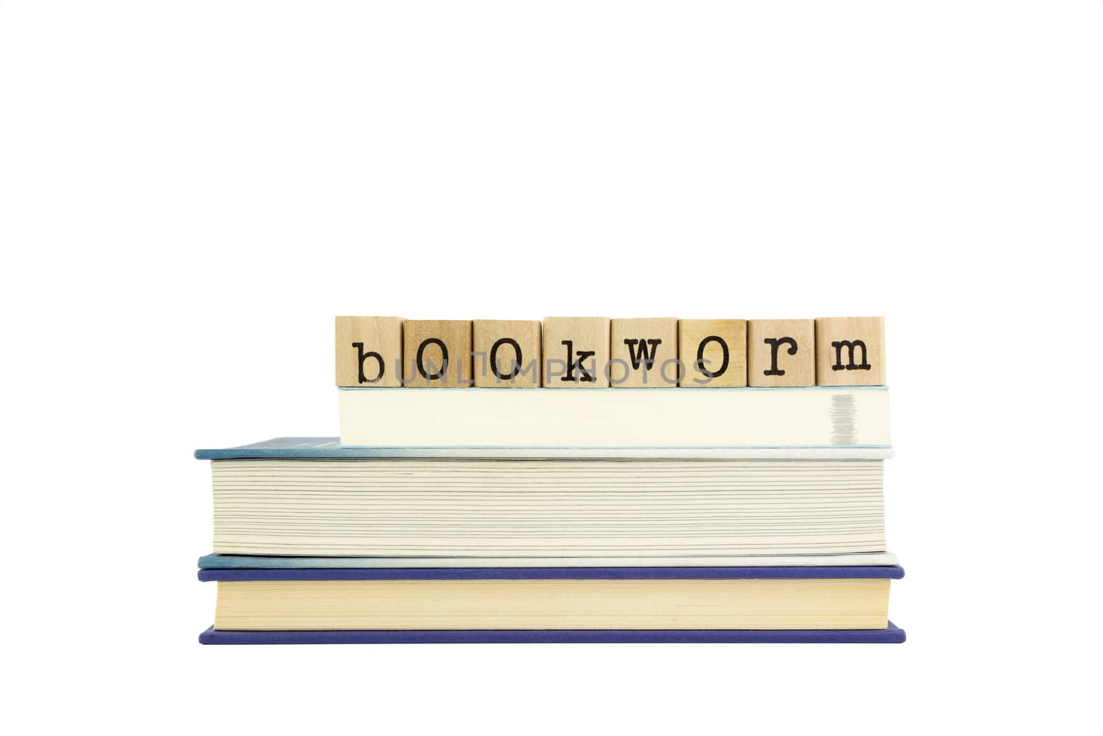 bookworm word on wood stamps and books by vinnstock