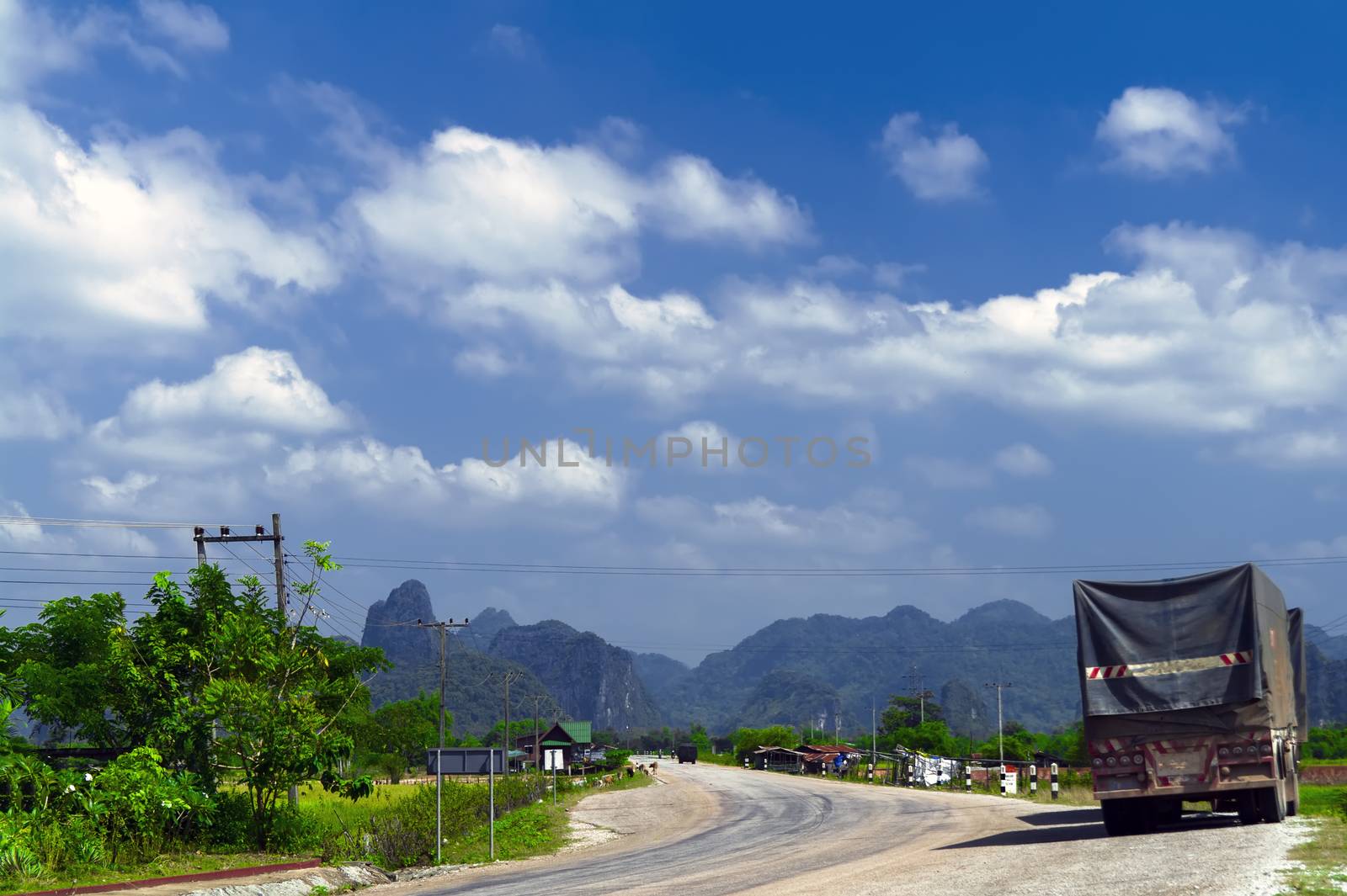 In The Way. Roads of Laos. Khammouane province. 