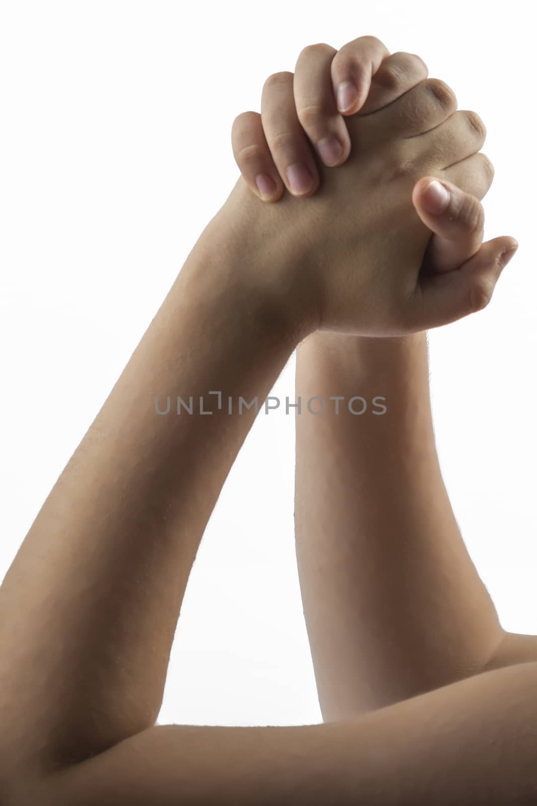 Young hands make a embracing hands  gesture