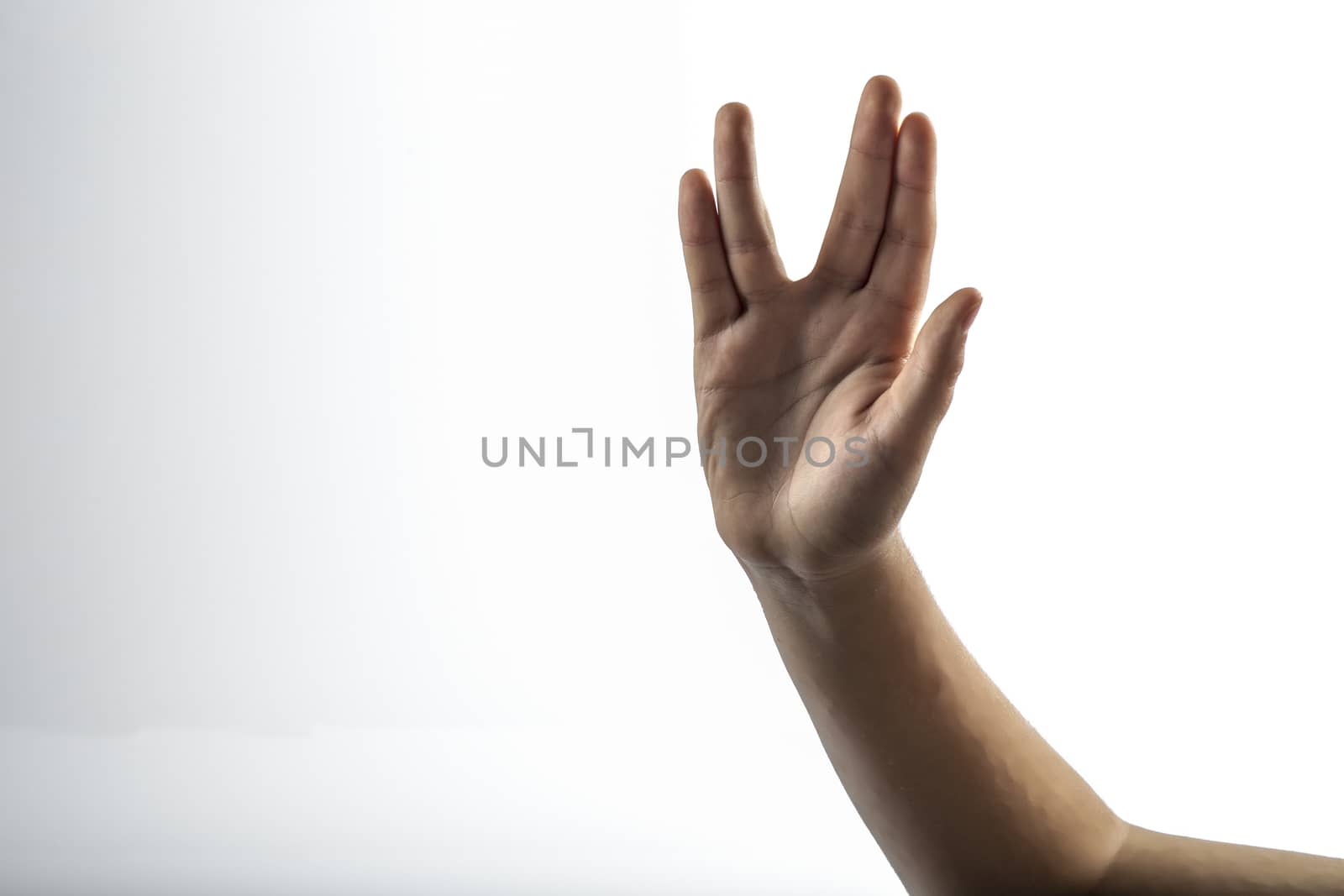 Young hands make Vulcan Salute: Long Live and Prosper