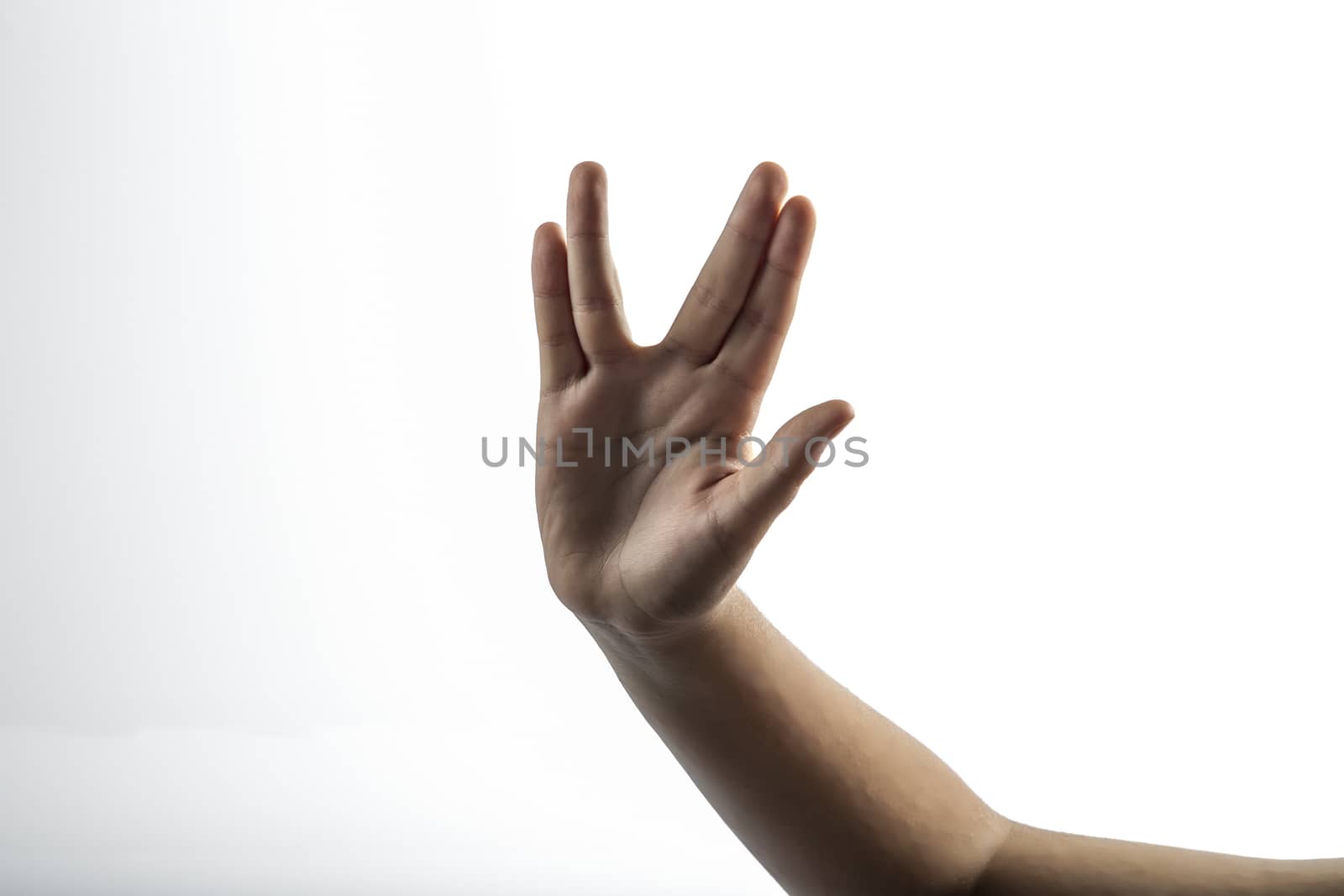 Young hands make Vulcan Salute: Long Live and Prosper