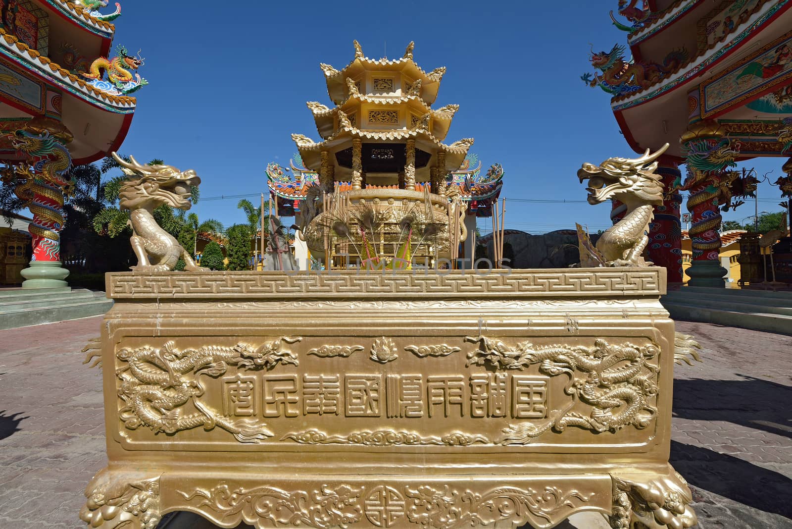 Naja statue of Chinese shrine temple, Chonburi, Thailand