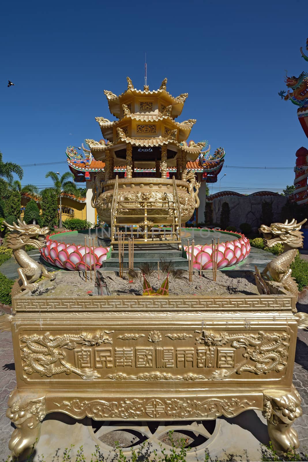 Naja statue of Chinese shrine temple, Chonburi, Thailand