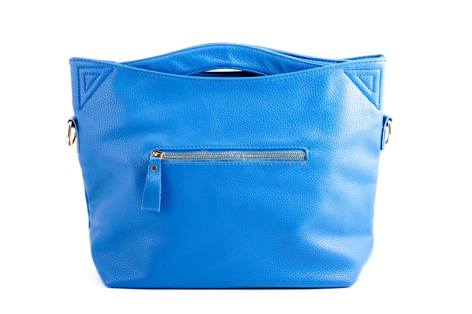 blue woman bag with zip on white 