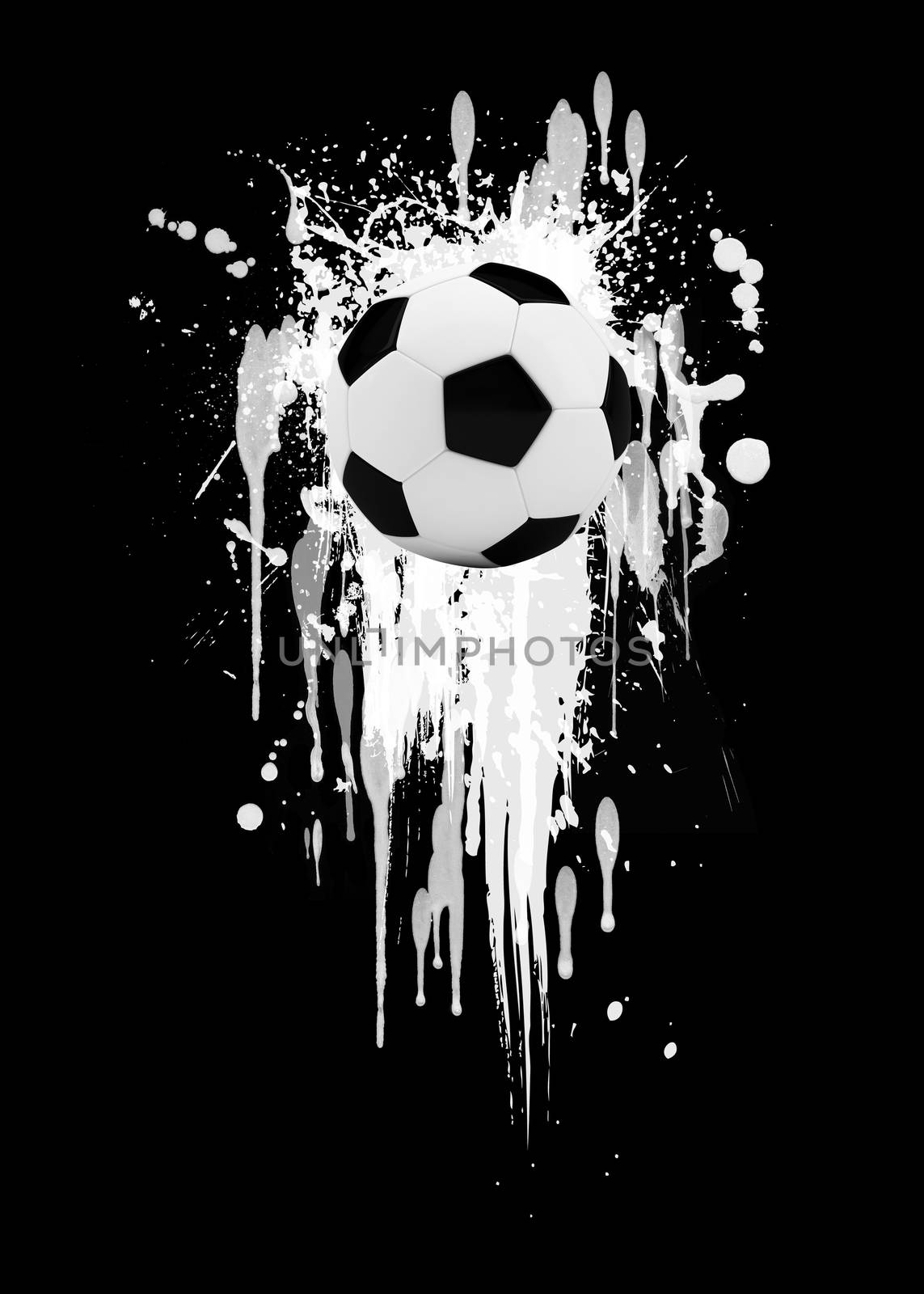 Soccer ball on the background of beautiful blots. Sports Concept