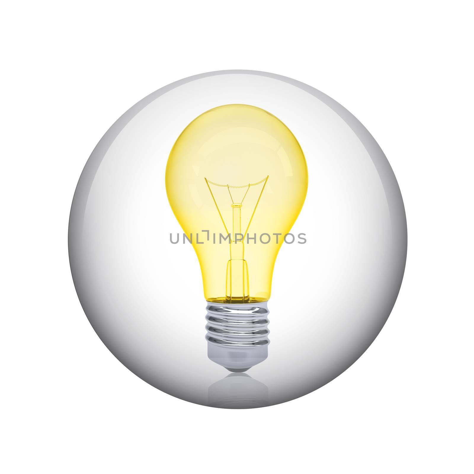 Light bulb. Spherical glossy button. Web element