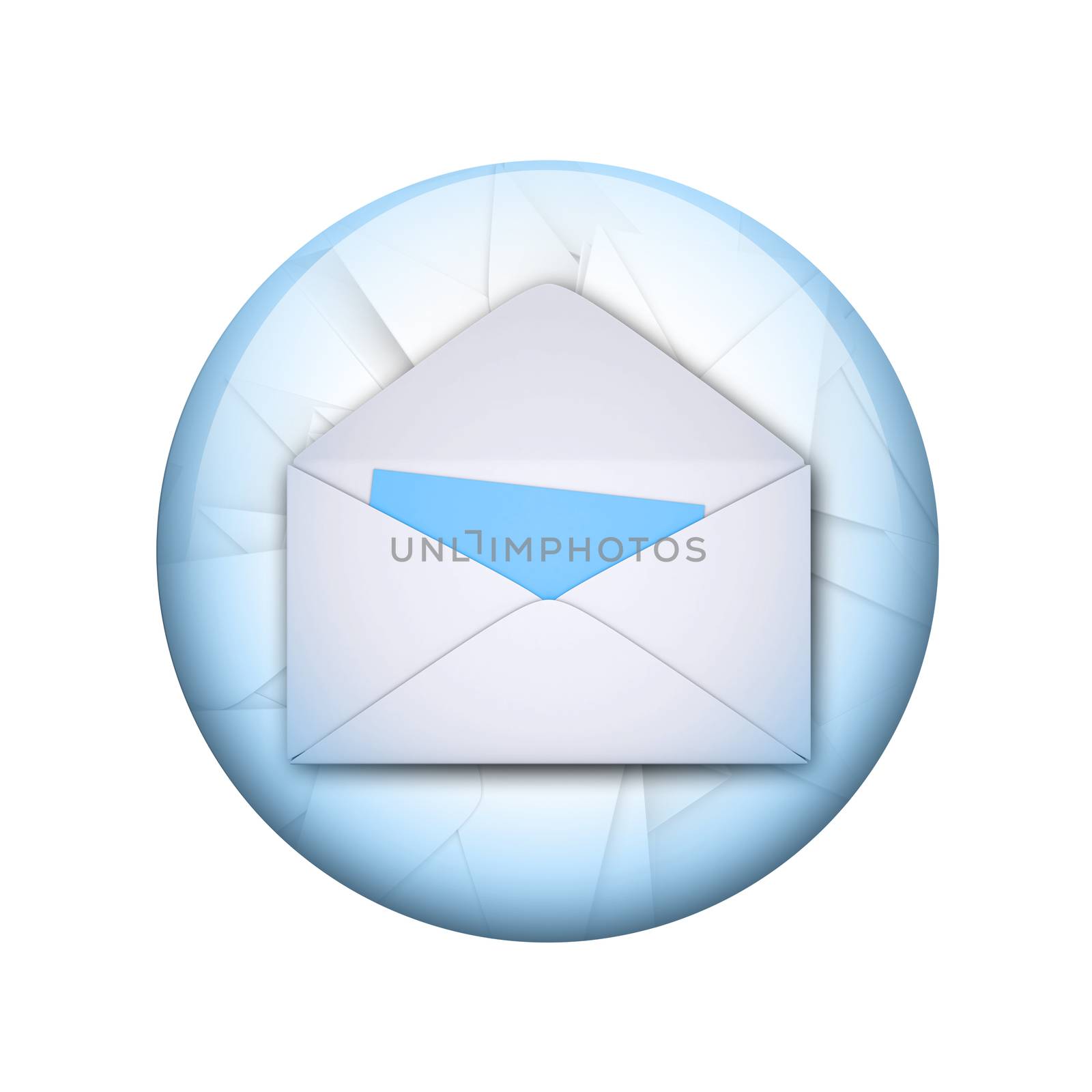 Open envelope. Spherical glossy button by cherezoff
