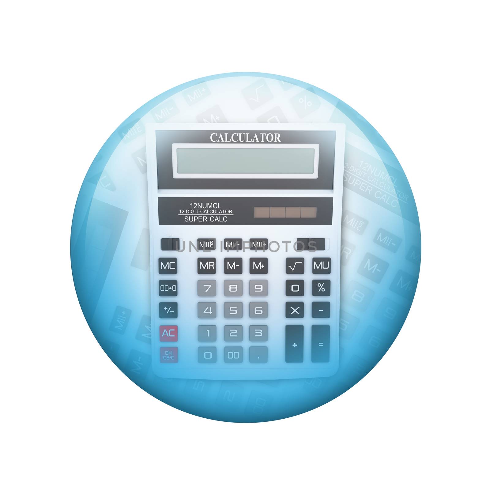 Big calculator. Spherical glossy button by cherezoff