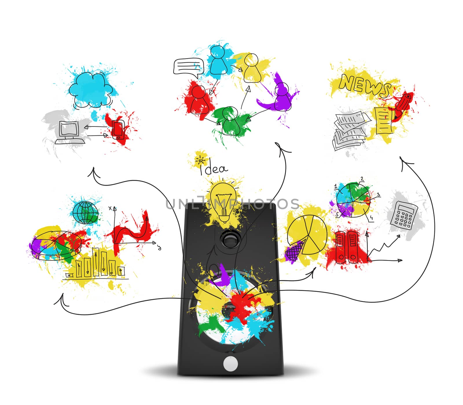 Audio speaker with colored business sketches by cherezoff