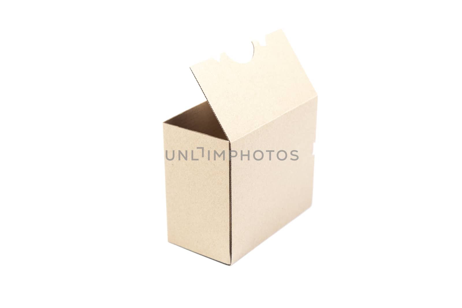 Brown paper box on white background. Rectangular paper box on a white background. Can be deployed easily.