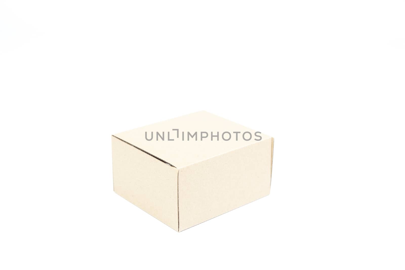 Brown paper box on white background. Rectangular paper box on a white background. Can be deployed easily.