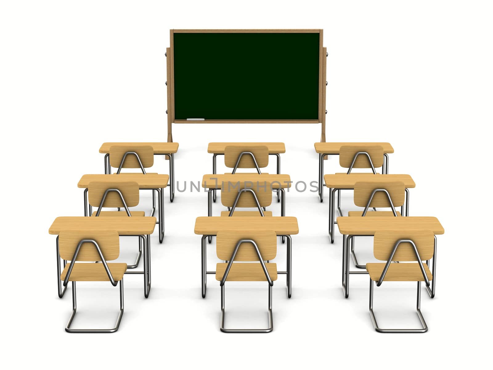 Classroom on white background. Isolated 3D image