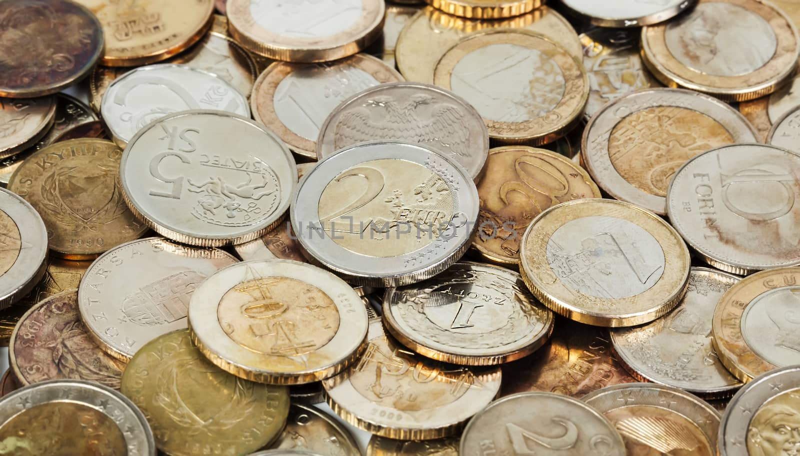 Old european coins background