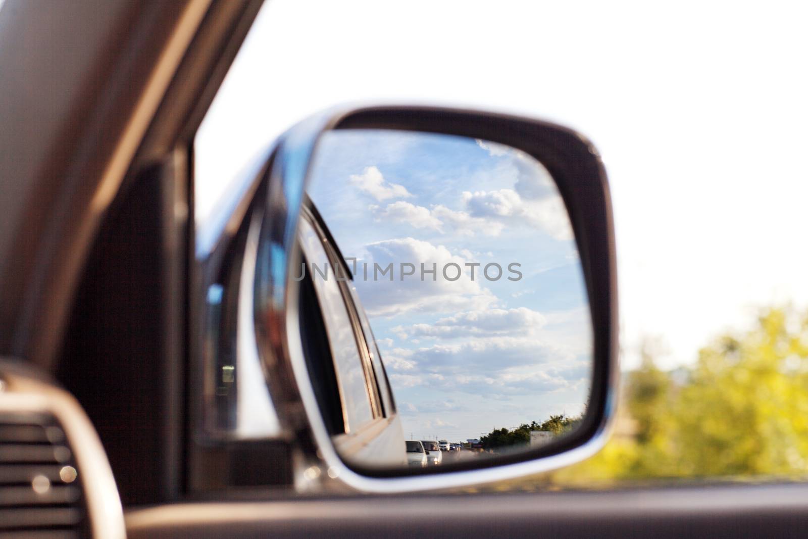 view on the mirror of  the car