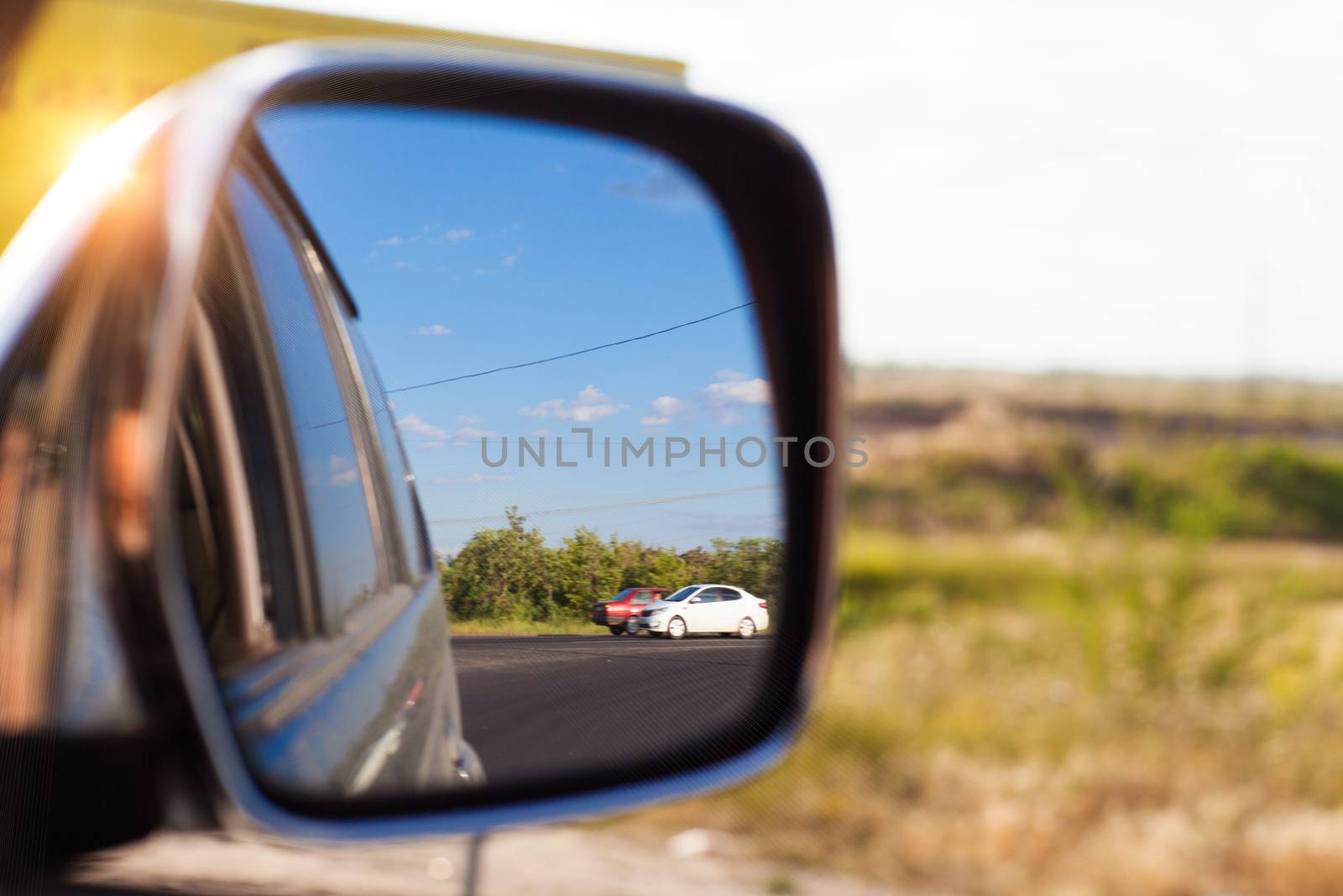 view on the mirror of car by vsurkov