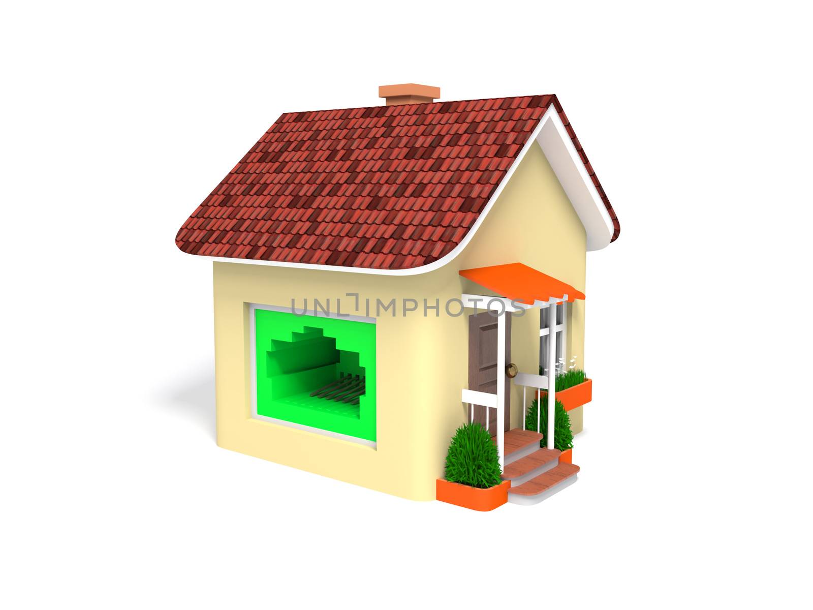 house is connected to the internet isolated on white background