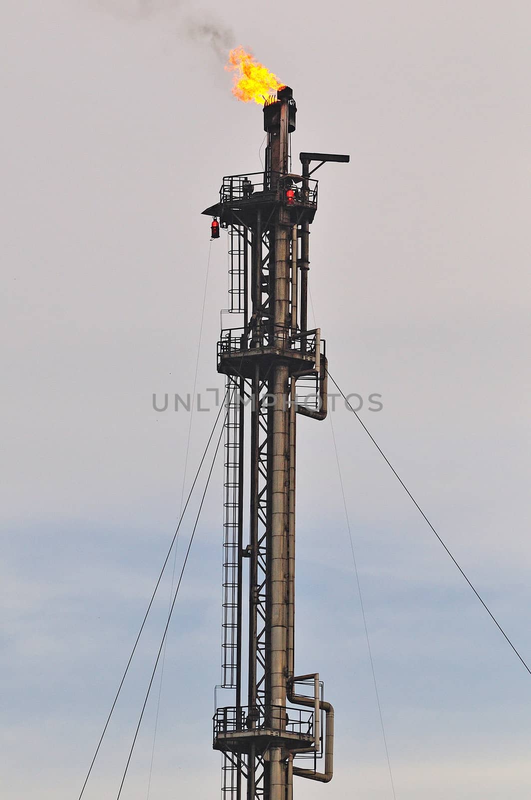 Burning flare at oil refinery