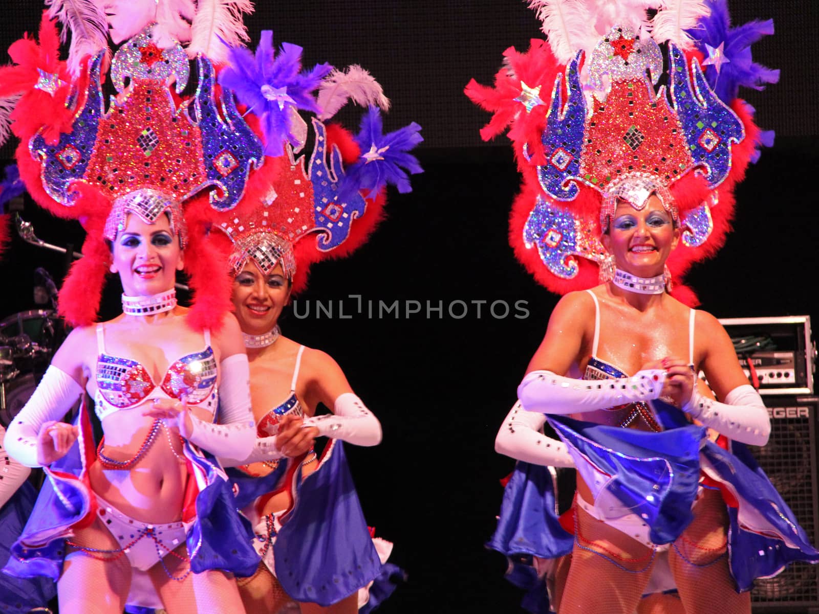 Entertainers performing on stage at a carnaval in Playa del Carmen, Mexico 10 Feb 2013 No model release Editorial only