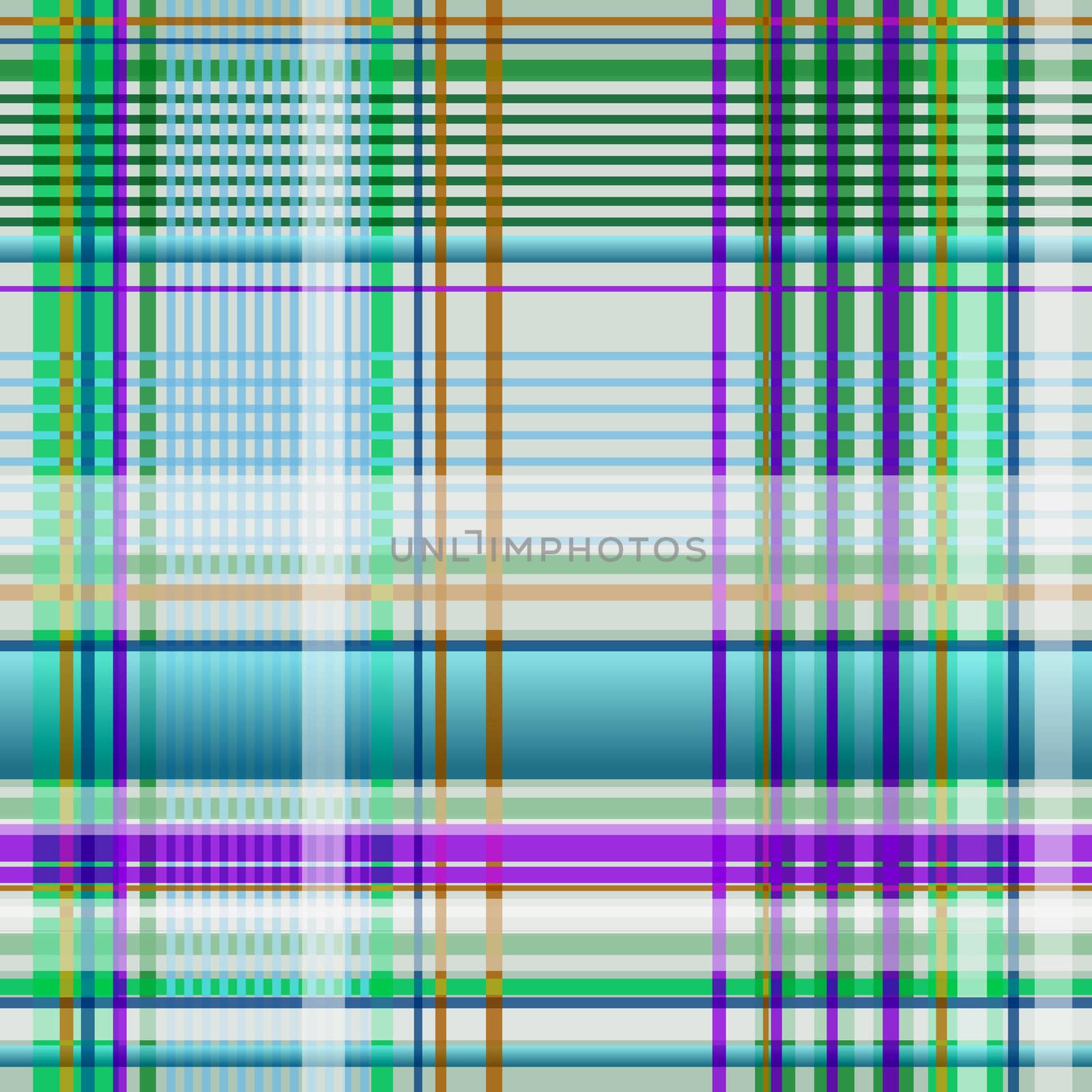 Plaid green, blue, purple, turquoise and white, seamless tileable digital graphic