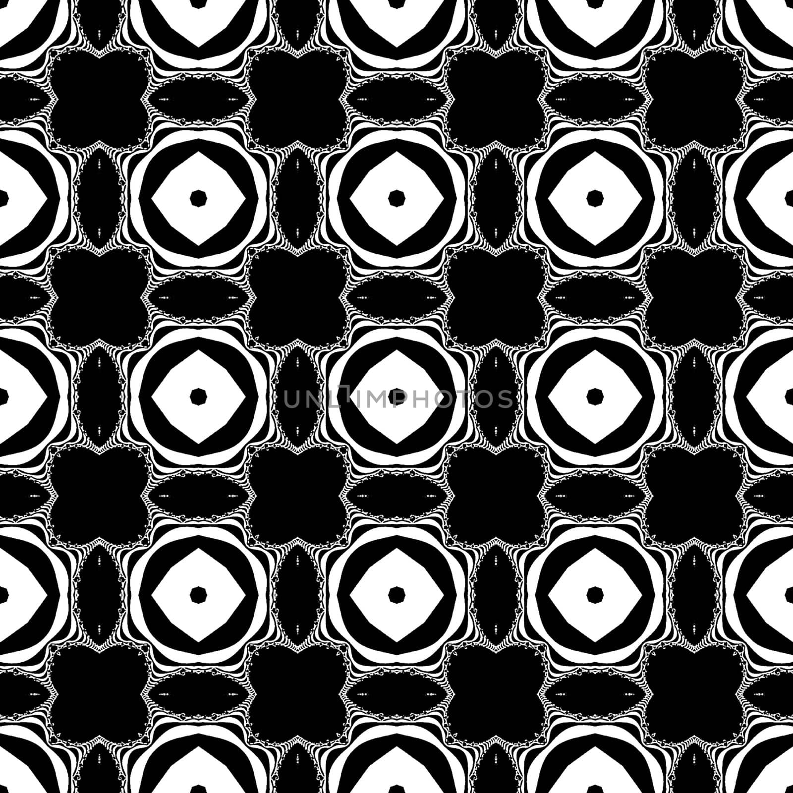 Description:	
Digital computer graphic - seamless decorative ornament in a black - white colors for design.