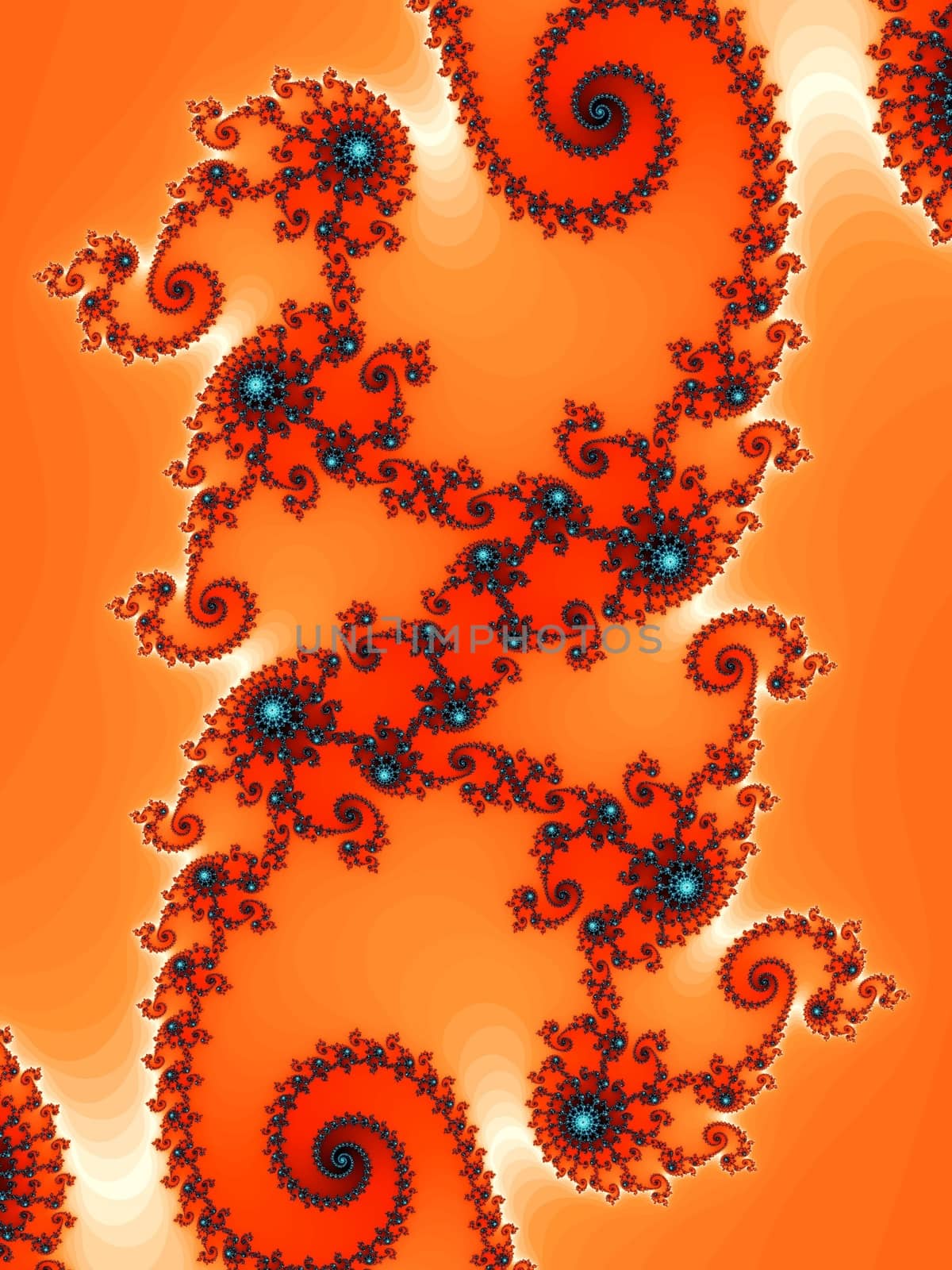 Description:	
Digital computer graphic - rendering. Patterned fractal background with spirals for design.