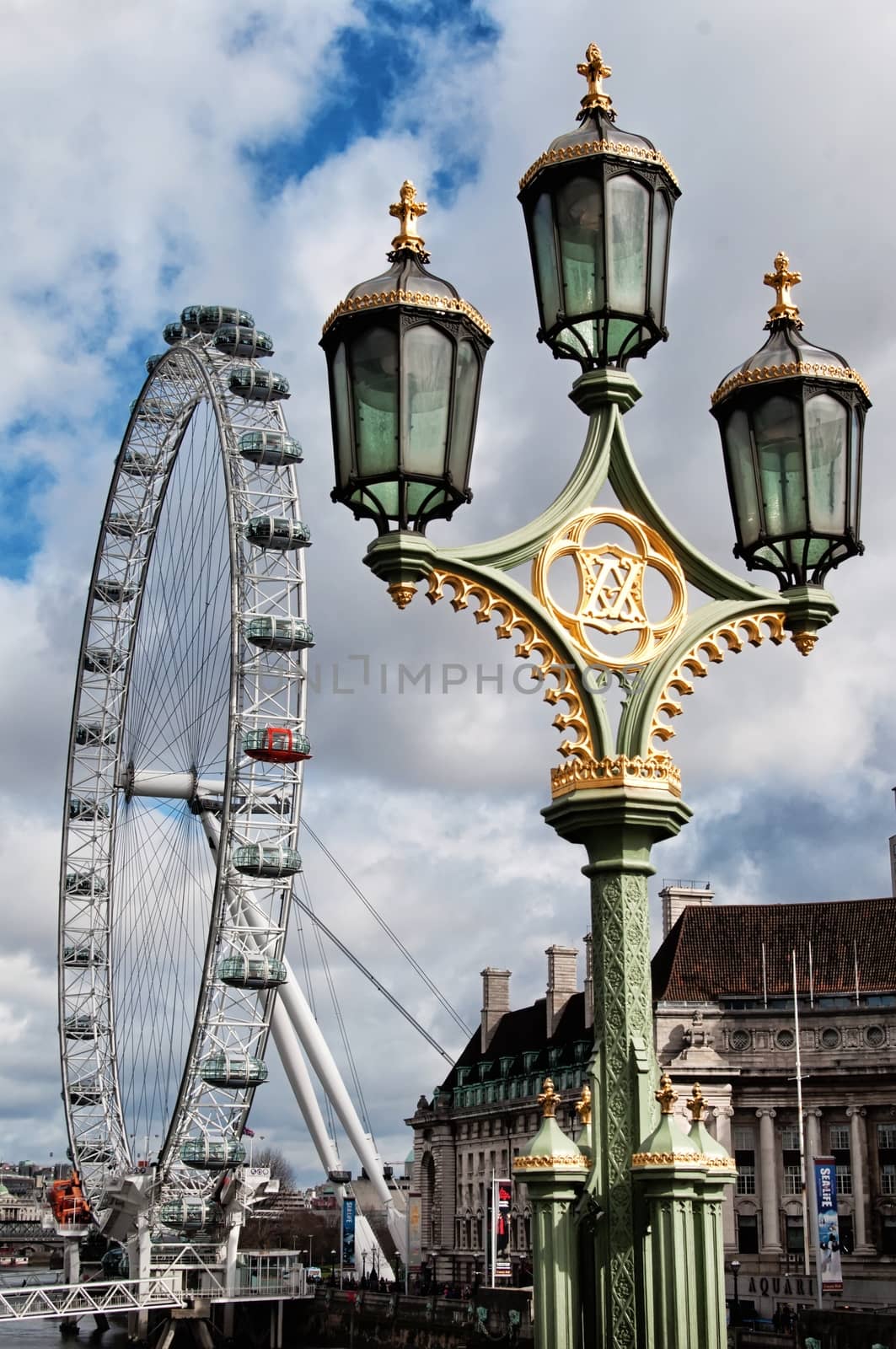 The London Eye -  giant Ferris wheel on the South Bank of the River Thames in London by mitakag