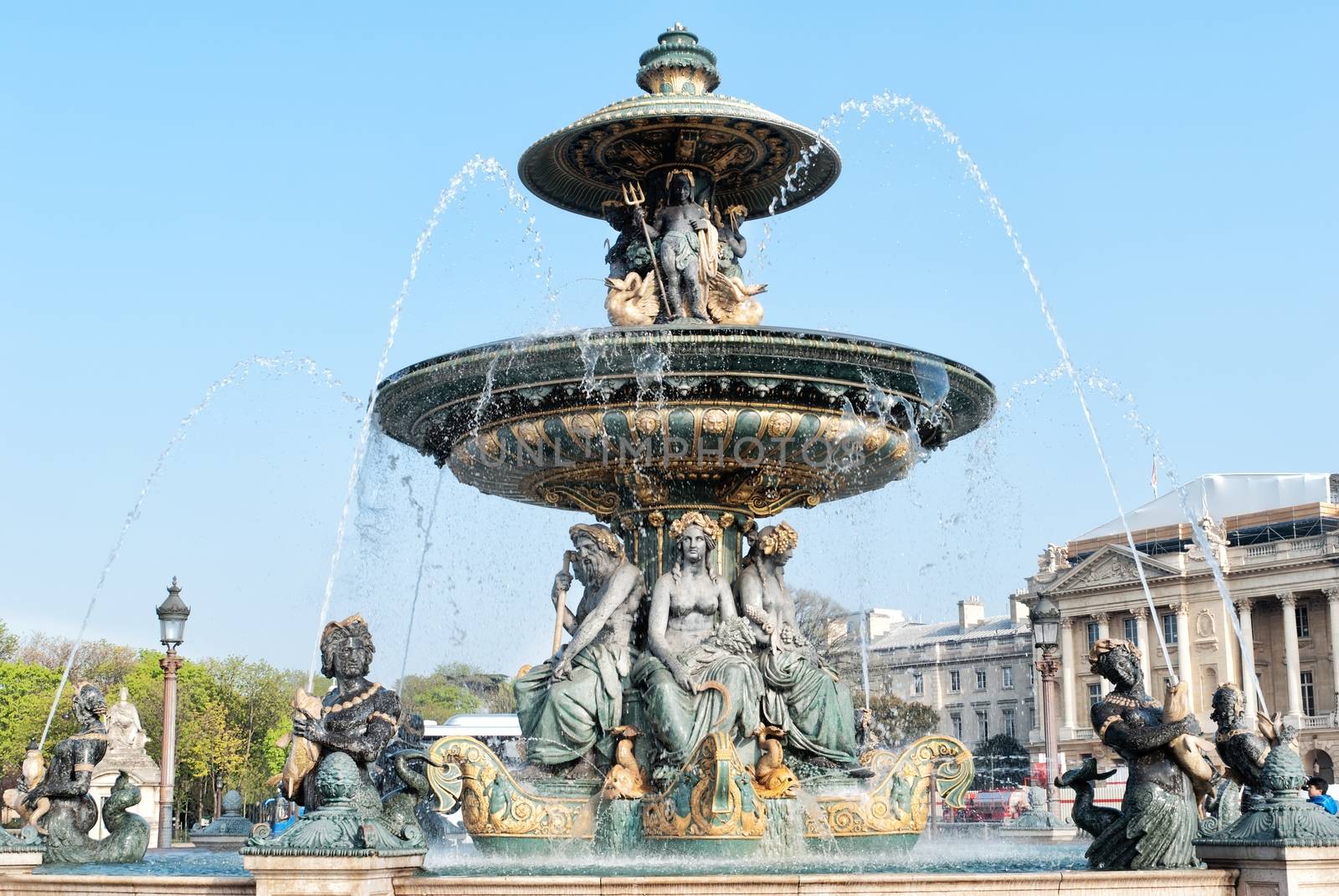 Fountain in Place de la Concorde in Paris by mitakag