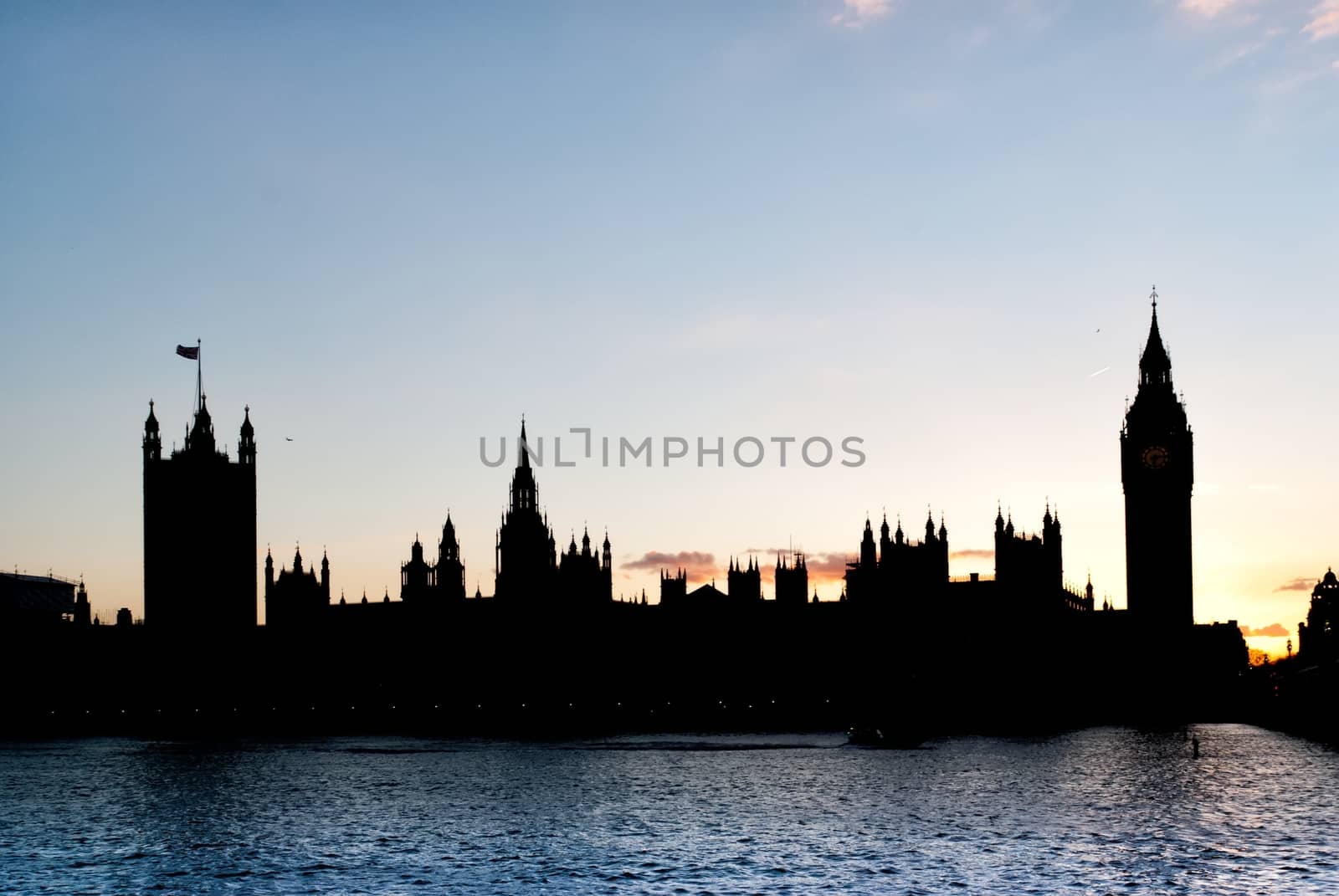 Silhouette of the Elizabeth Tower in London by mitakag